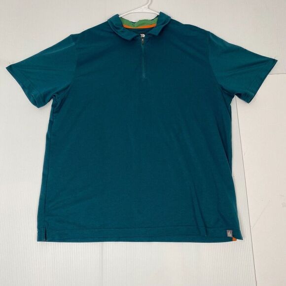 The North Face Men’s XL Green Polo Shirt 1/4 Zip Short Sleeve FLASHDRY Polyester - Picture 11 of 12